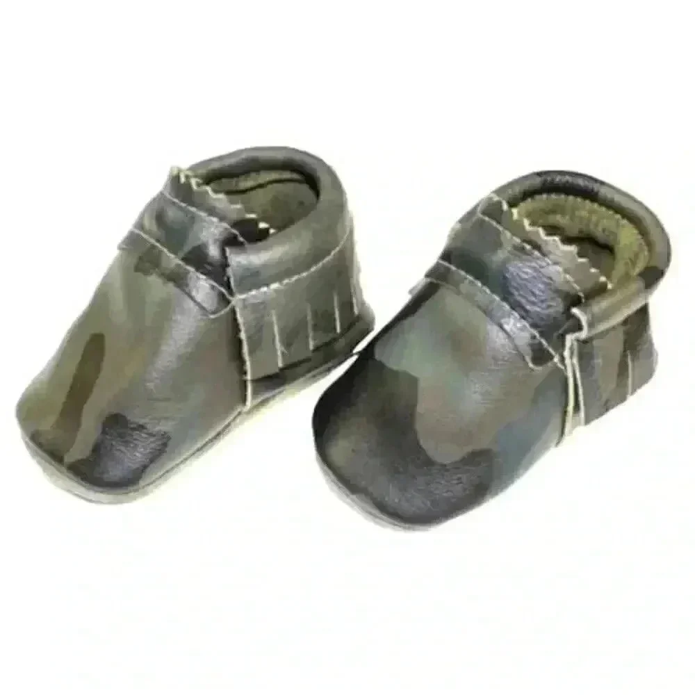 MISHMOCCS Baby Green Leather Camo - Moccasins NEW NWT sz OS